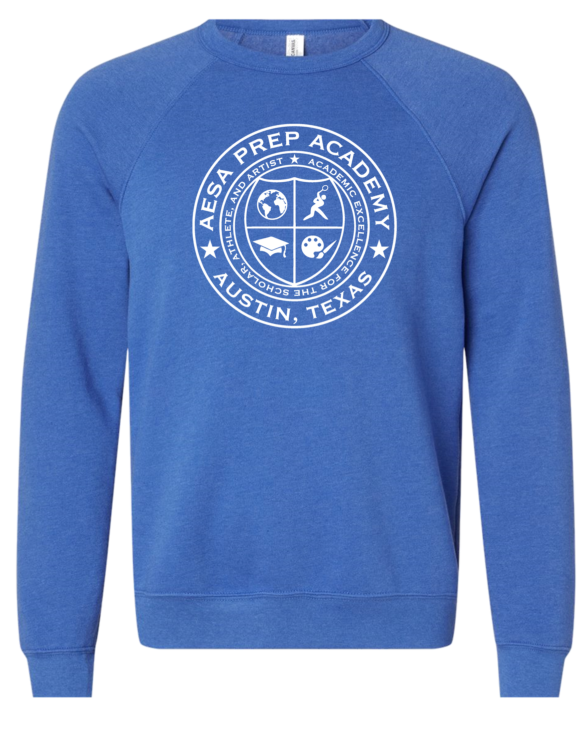 True Royal w/White Logo Sponge Fleece Crewneck