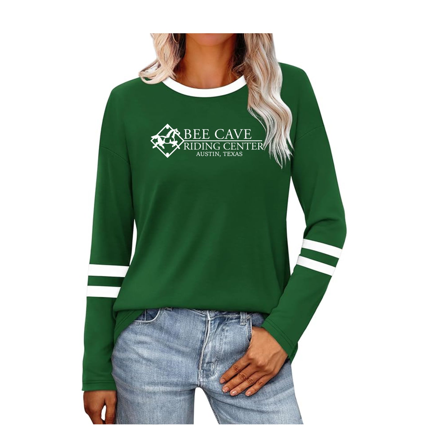 Green w/ White Logo Color Block Long Sleeve