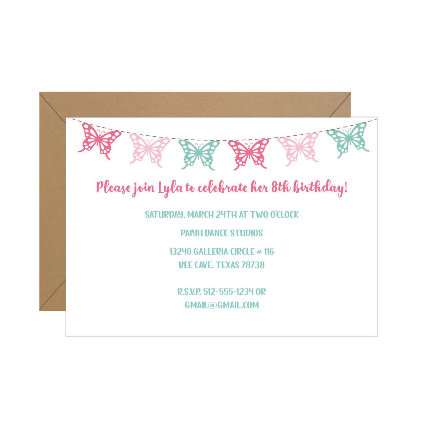 Butterfly Banner Birthday Invitation