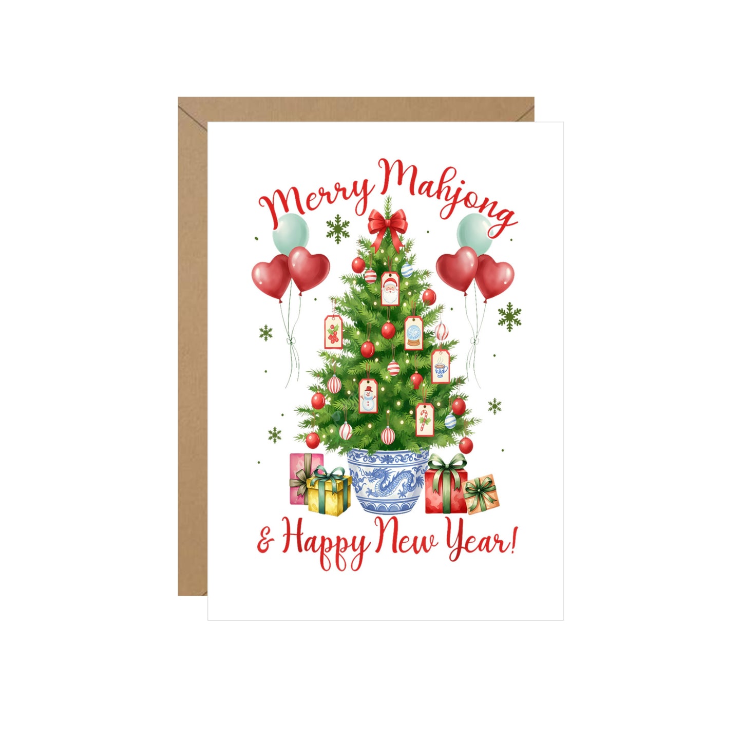 Mahjong Christmas Note Card
