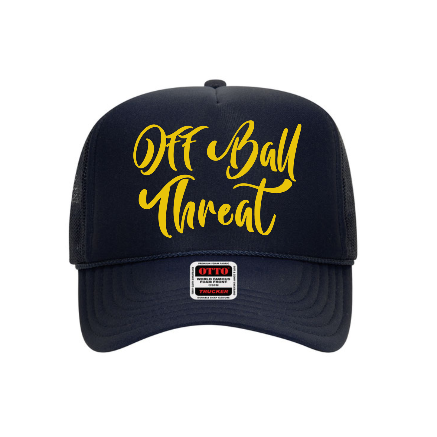 Navy Mesh Foam Trucker Hat w/Gold Script