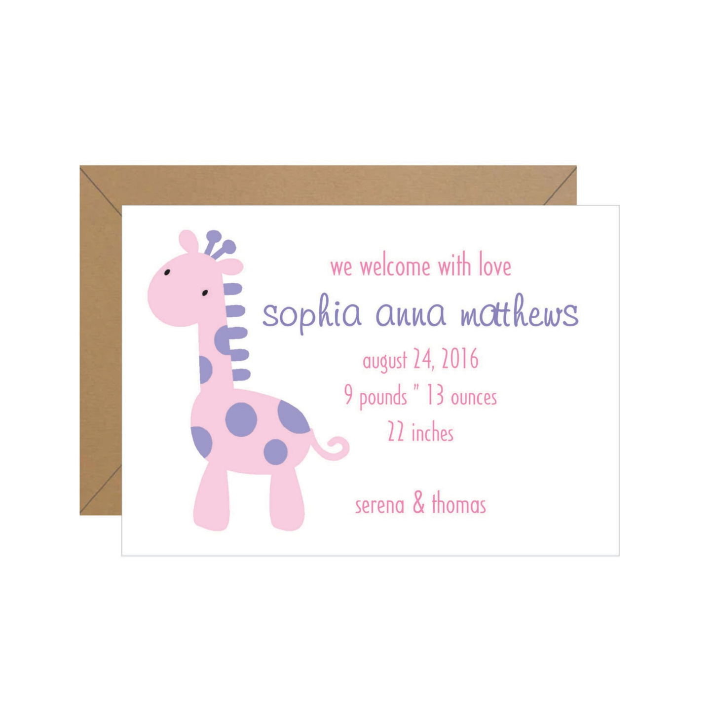 Giraffe Baby Announcement