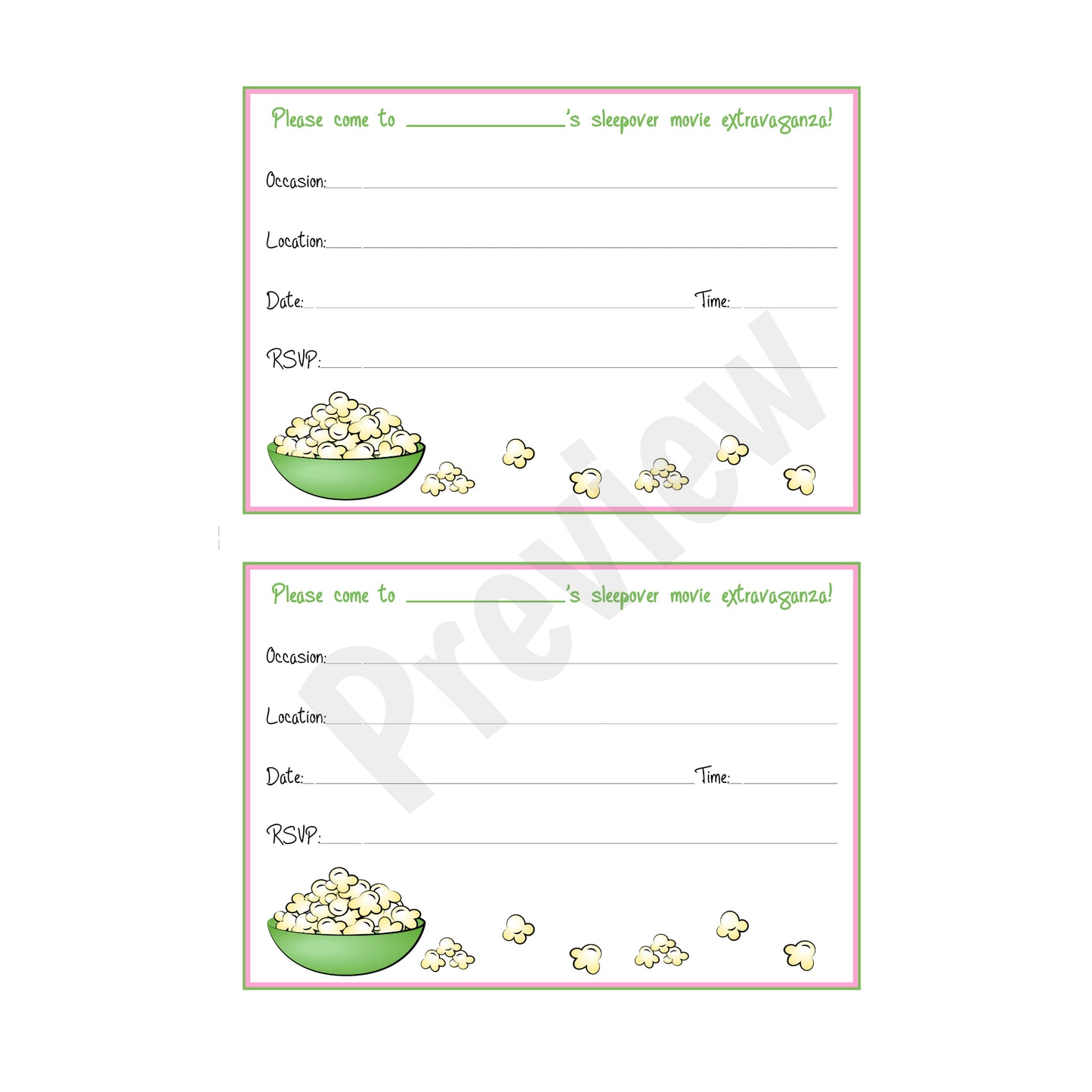 Popcorn Birthday Invitation - Download