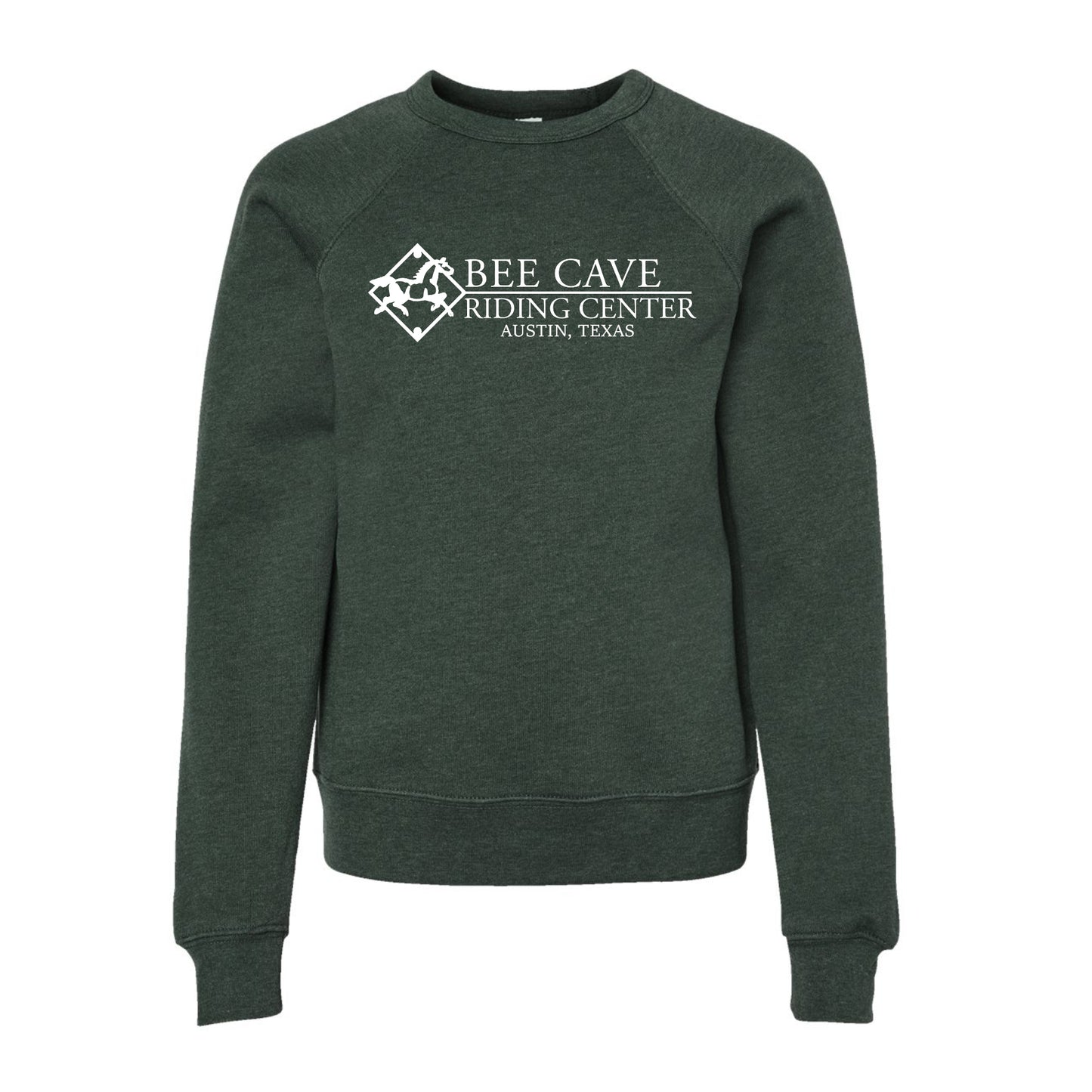 Heather Forest w/White Logo Crewneck