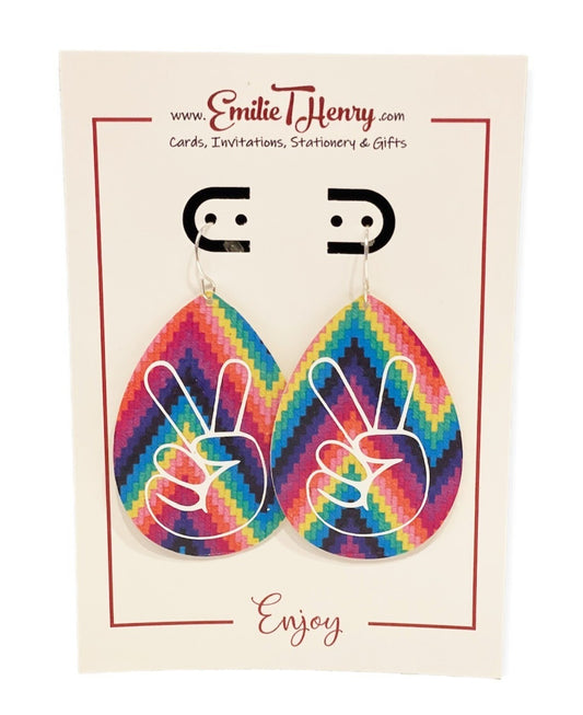 "Peace" Rainbow Dangle Earrings
