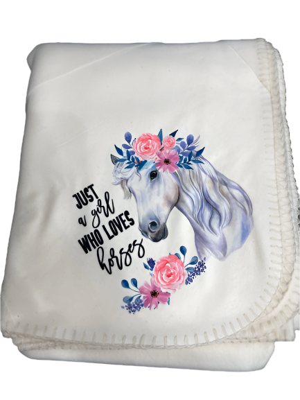 "Just A Girl Who Loves Horses" Blanket