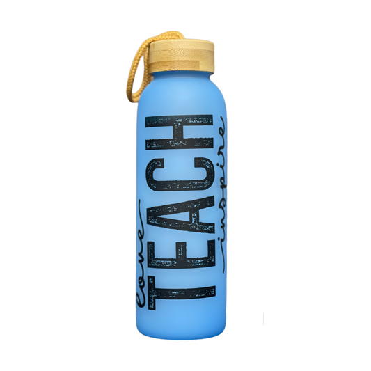 "Love, Teach, & Inspire" Frosted Glass Bottle