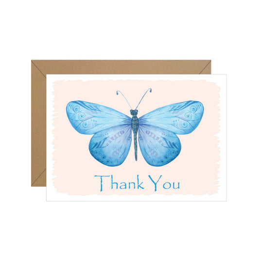 Blue Butterfly Folded Thank You
