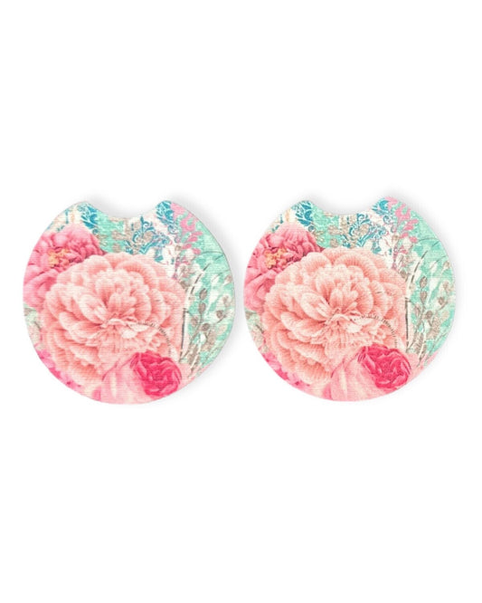 Floral Car Coasters - Neoprene