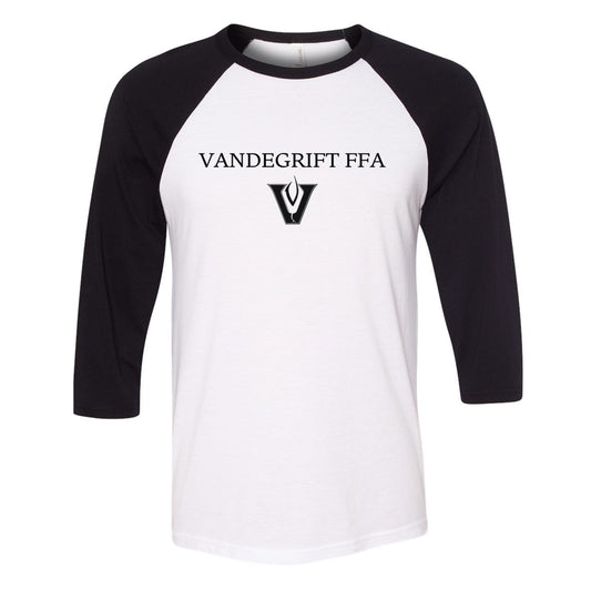 Black & White w/ Black Logo Three Quarter Sleeve Baseball Tee - T-Shirt