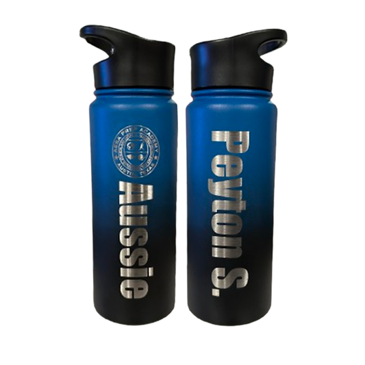Gradient Blue / Black 24 oz Stainless Steel Engraved Water Bottle
