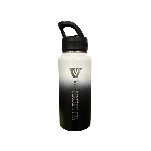 Gradient White / Black 32 oz Stainless Steel Engraved Water Bottle