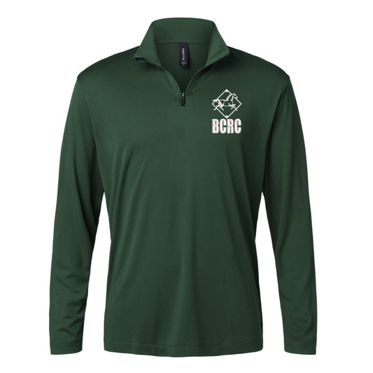 Men's Quarter-Zip Long Sleeve Pullover - Embroidery Left Chest