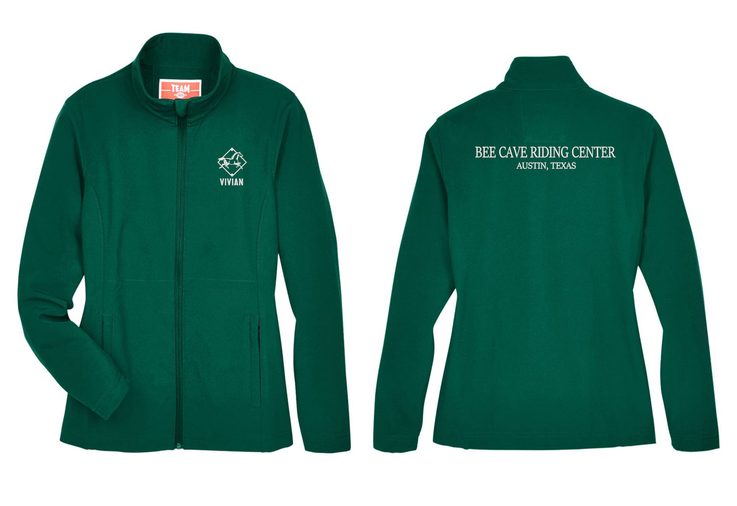 Women's Green Soft Shell Jacket w/ White Embroidery