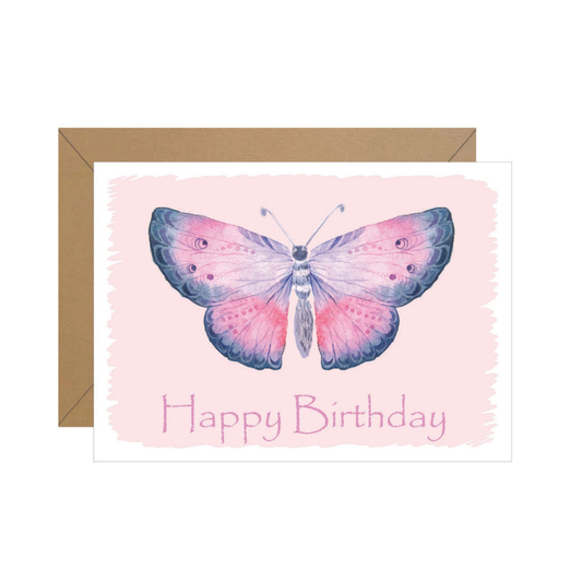 Pink Butterfly Birthday Card
