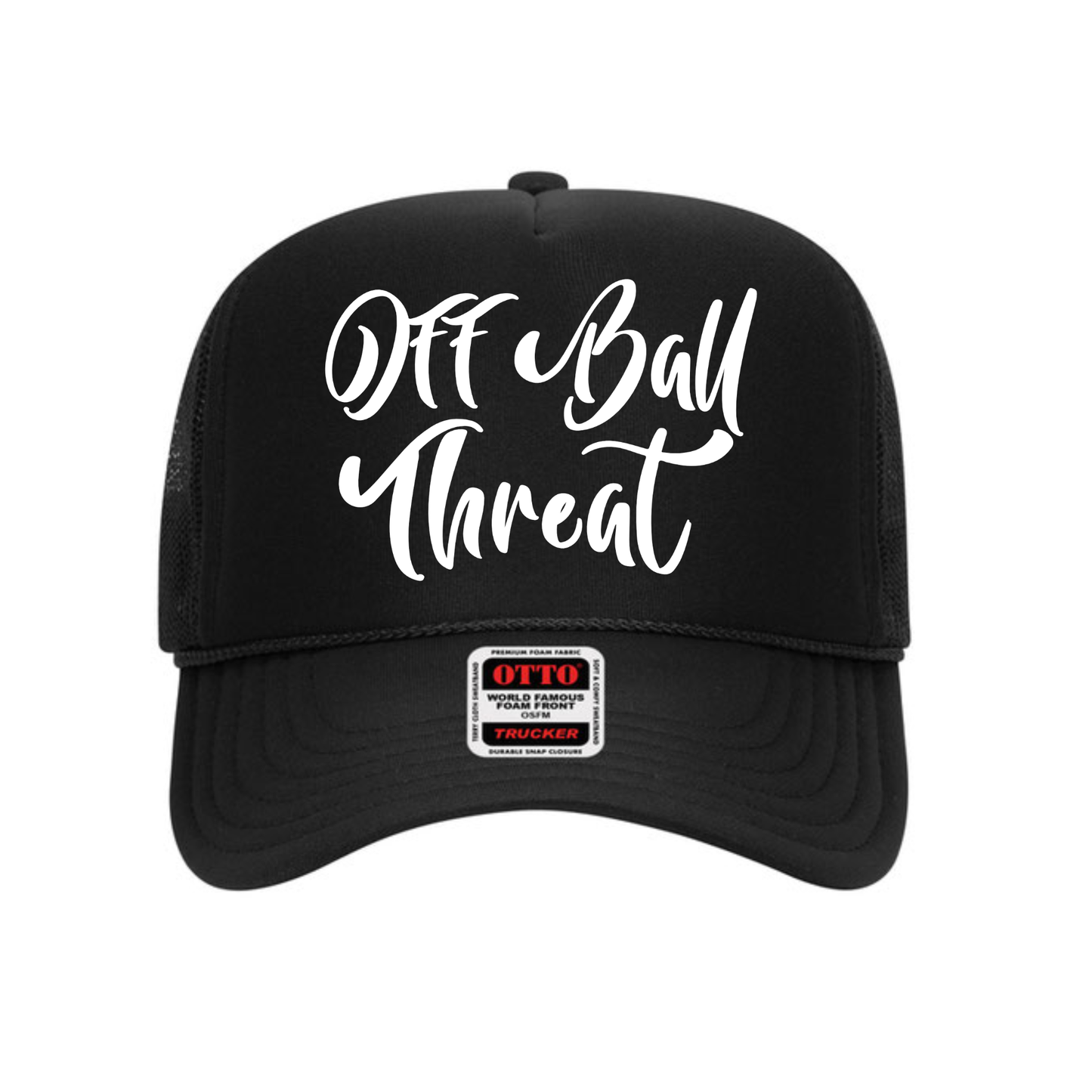 Black Mesh Foam Trucker Hat w/White Script