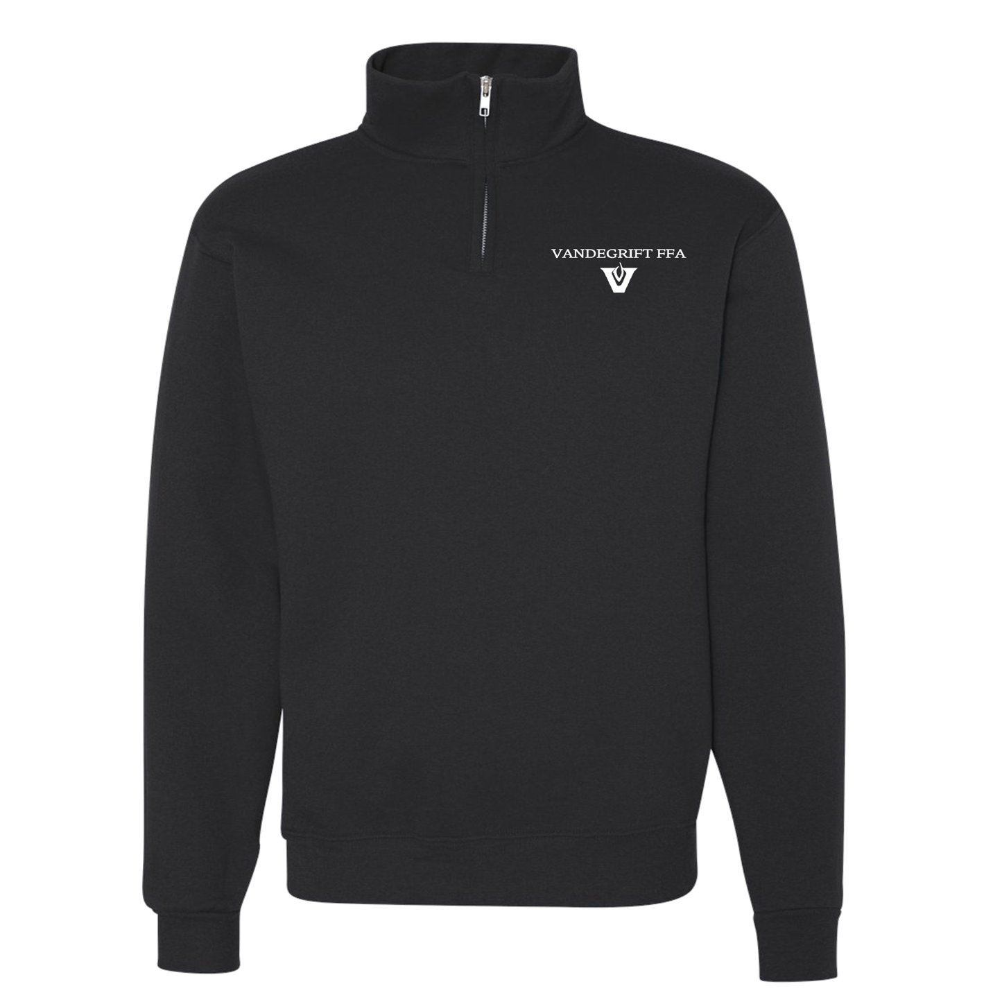 Black w/ White Embroidery Logo Cadet Collar Quarter-Zip Sweatshirt