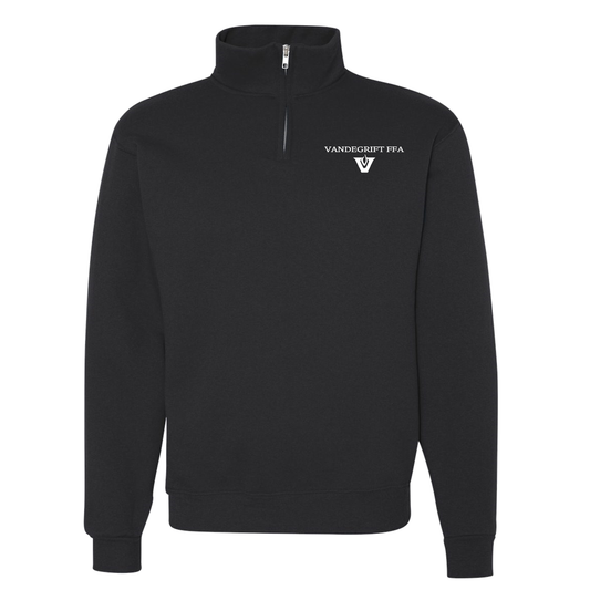 Black w/ White Embroidery Logo Cadet Collar Quarter-Zip Sweatshirt