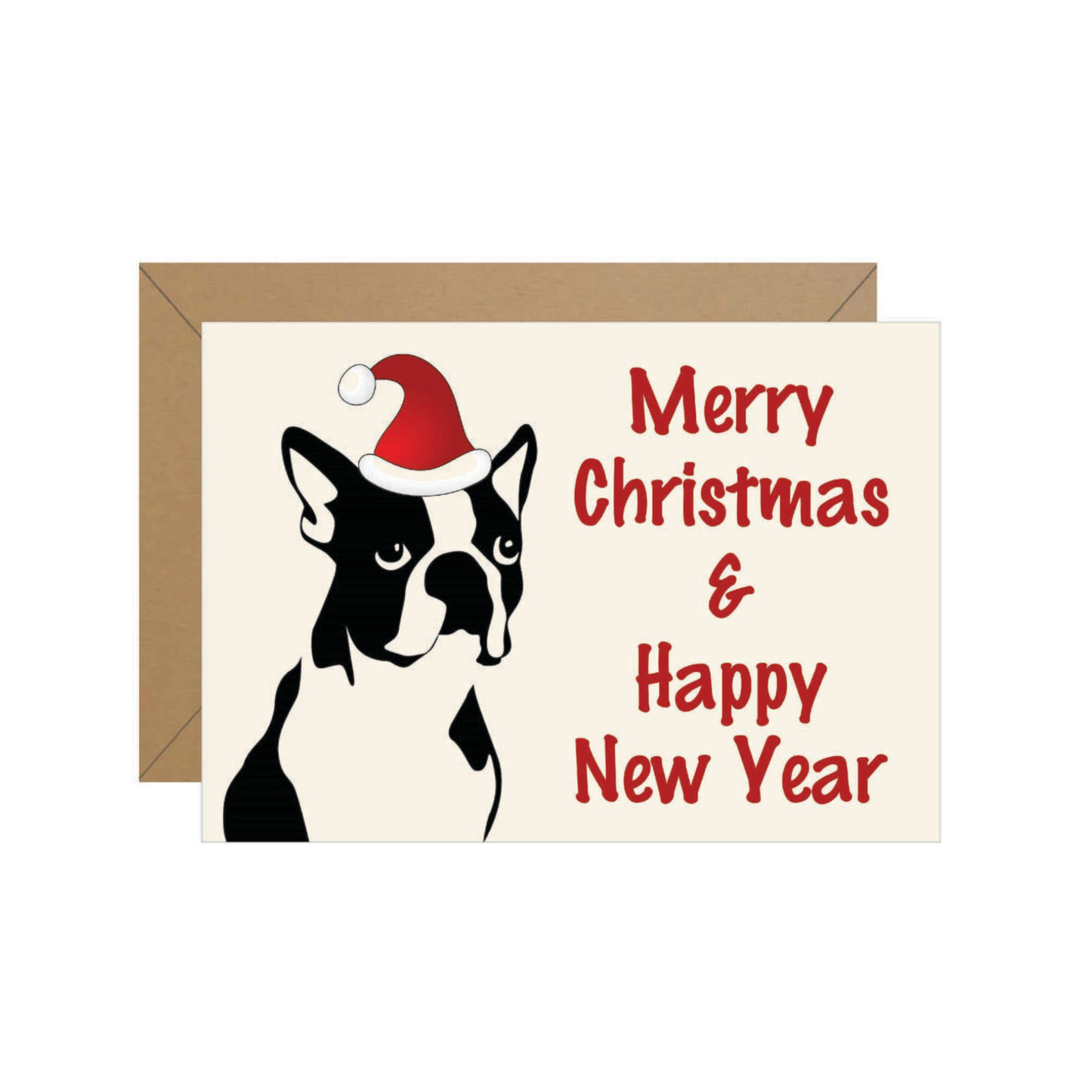 Boston Terrier Merry Christmas Note