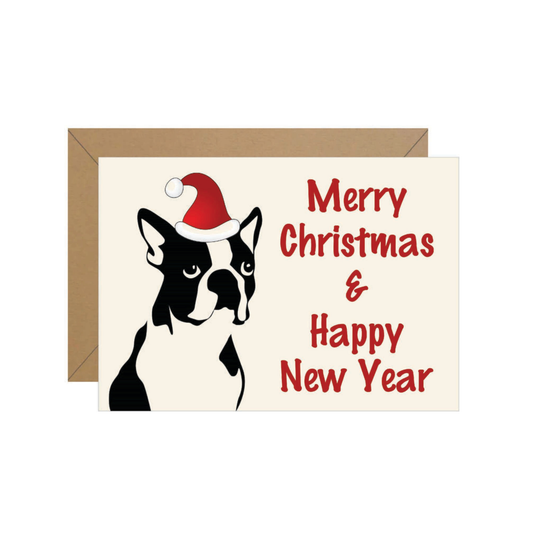 Boston Terrier Merry Christmas Note
