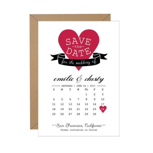Heart Calendar Save The Date