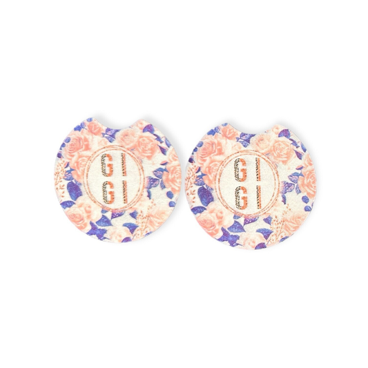 Floral GIGI Car Coasters - Neoprene