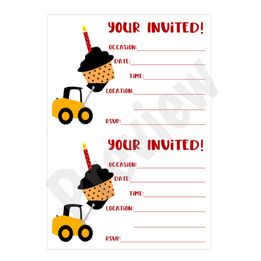 Construction Birthday Invitation - Download