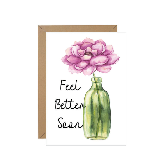Feel Better Soon Flower Vase Note