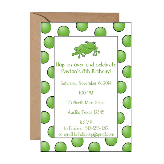 Frog Dots Birthday Invitation