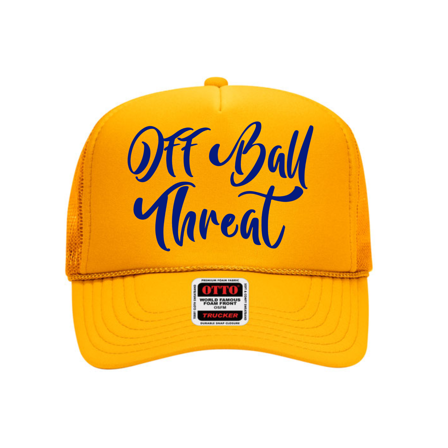 Gold Mesh Foam Trucker Hat w/Navy Script