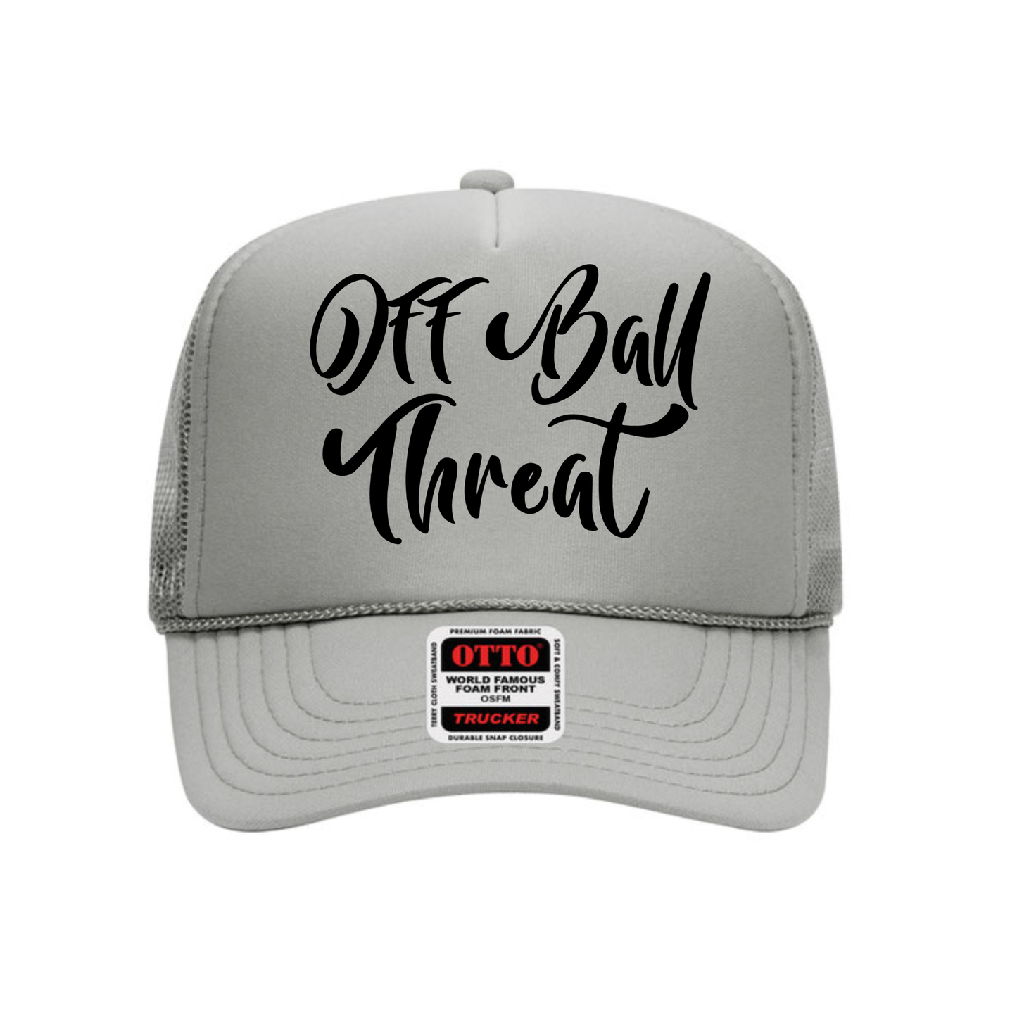 Gray Mesh Foam Trucker Hat w/Black Script