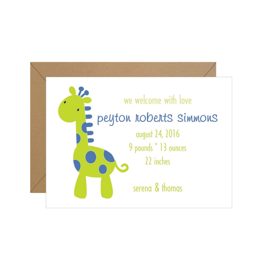 Giraffe Baby Announcement
