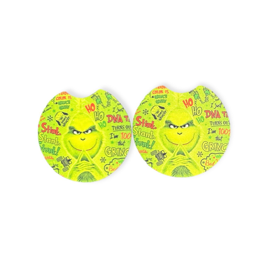 Grinch Car Coasters - Neoprene