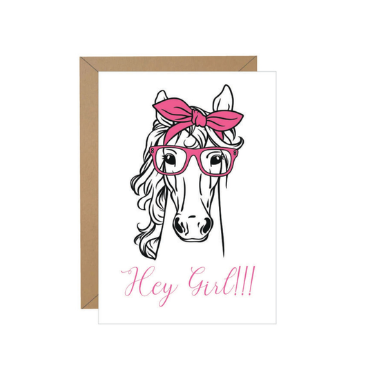 Hey Girl! Horse with Glasses Note