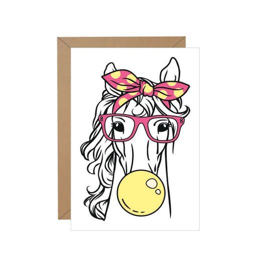 Horse Blowing Bubble Gum Note