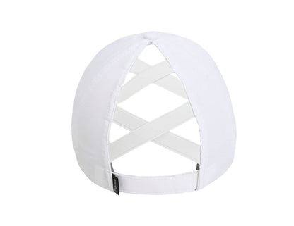 White DriFit Ladies Ponytail Hat w/ Black Logo