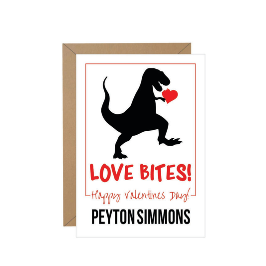 Dino Love Bites Valentine Note