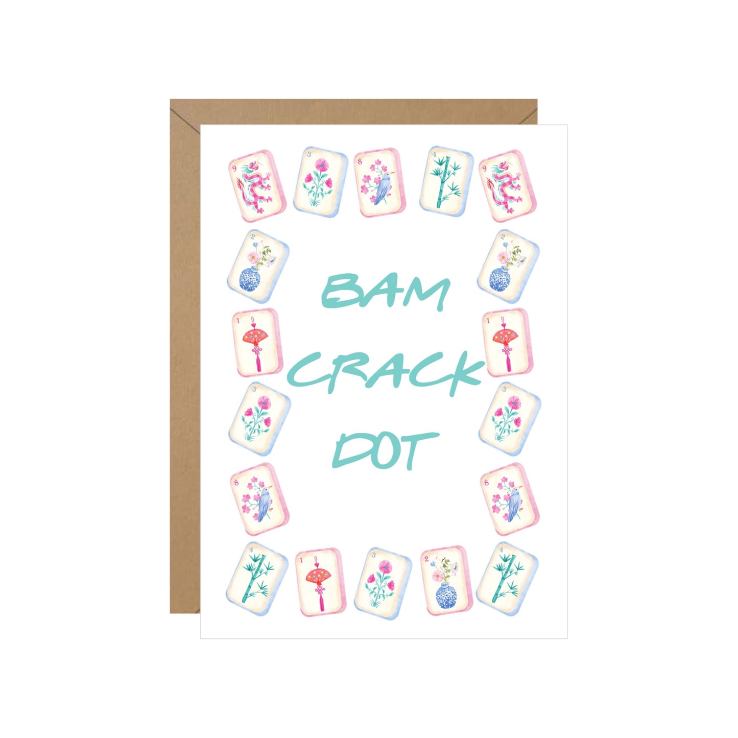 Bam Crack Dot Mahjong Note Card
