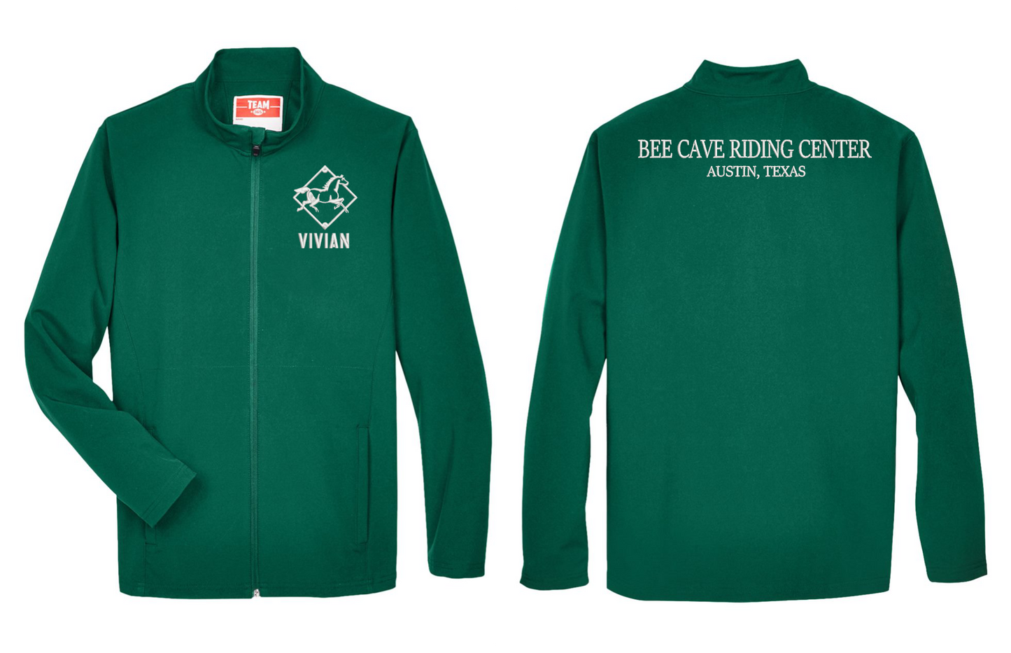 Youth Green Soft Shell Jacket w/ White Embroidery