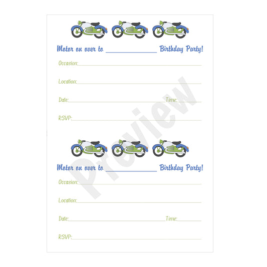 Motorcycle Birthday Invitation - Download