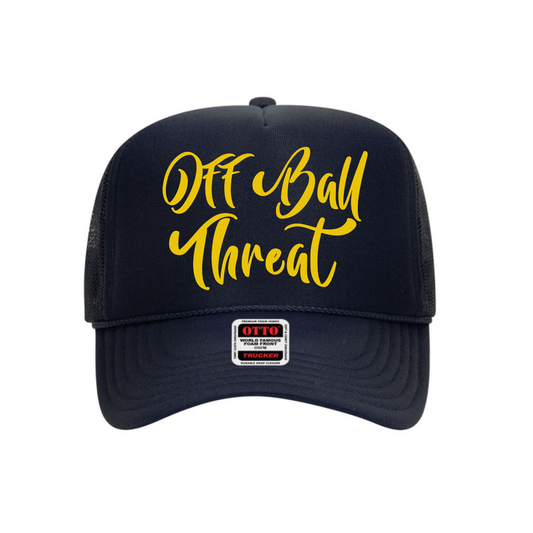 Navy Mesh Foam Trucker Hat w/Gold Script