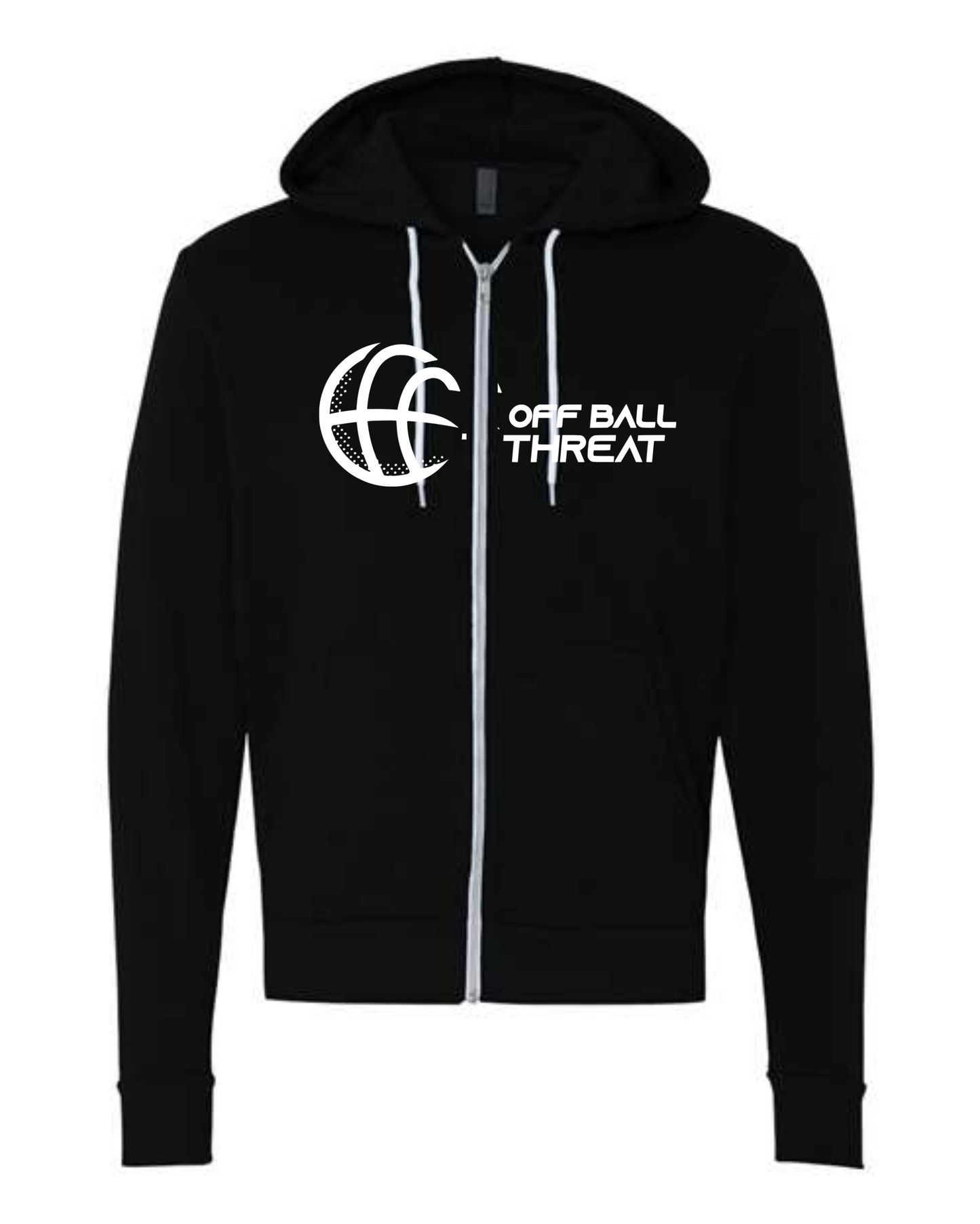 Black w/ White Logo Sponge Fleece - Full Zip Hoodie
