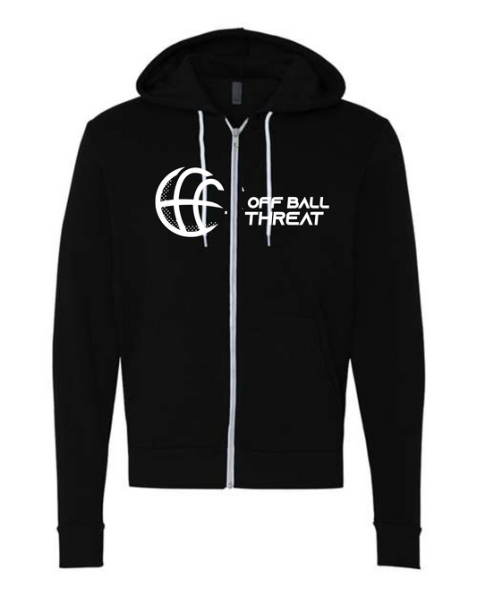 Black w/ White Logo Sponge Fleece - Full Zip Hoodie