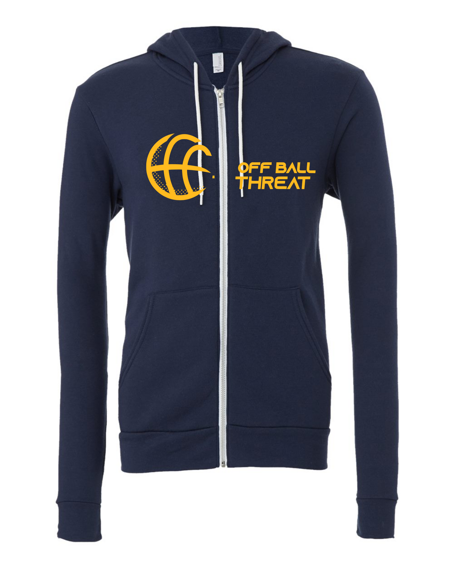 Navy w/ Gold Logo Sponge Fleece - Full Zip Hoodie
