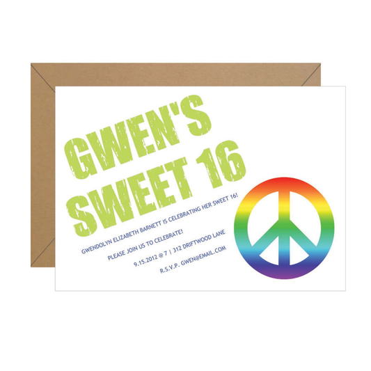 "Peace Sweet 16" Invitation