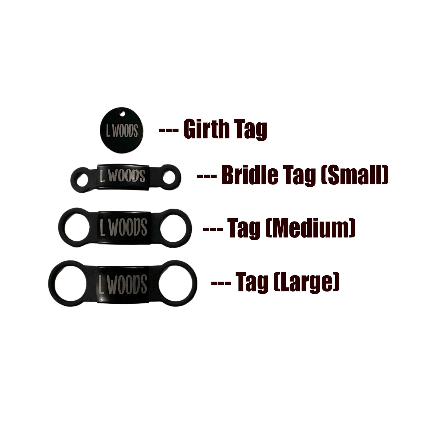 Horse Tag Black Stainless Steel Engraved Tags