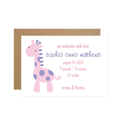 Giraffe Baby Announcement