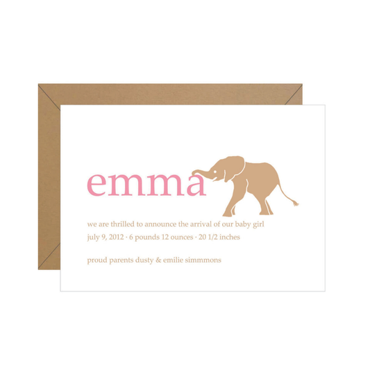 Elephant Baby Announcement