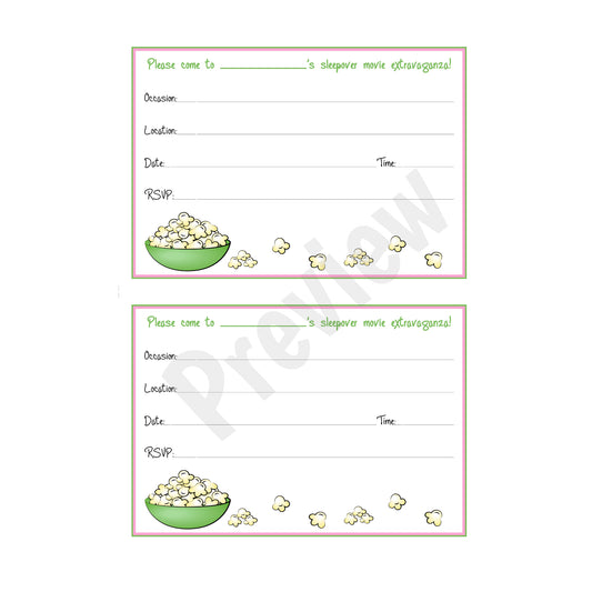 Popcorn Birthday Invitation - Download