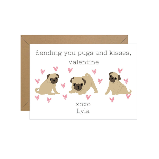 Pugs & Kisses Valentine Note